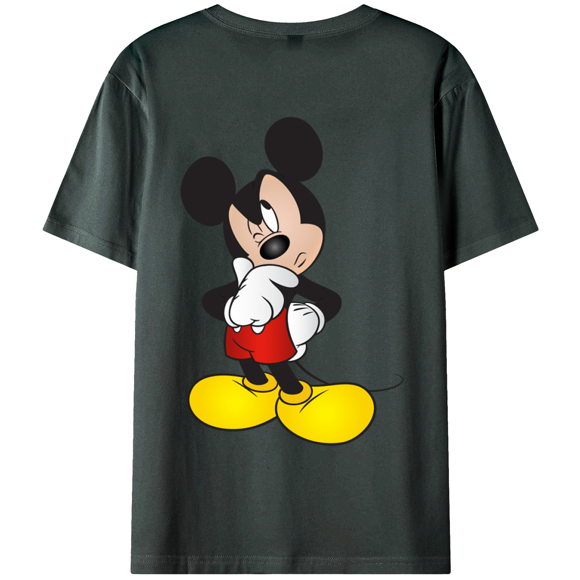 ミッキーマウス Mickey Mouse 綿100％ メンズ半袖Tシャツ（バックプリント） 通気性